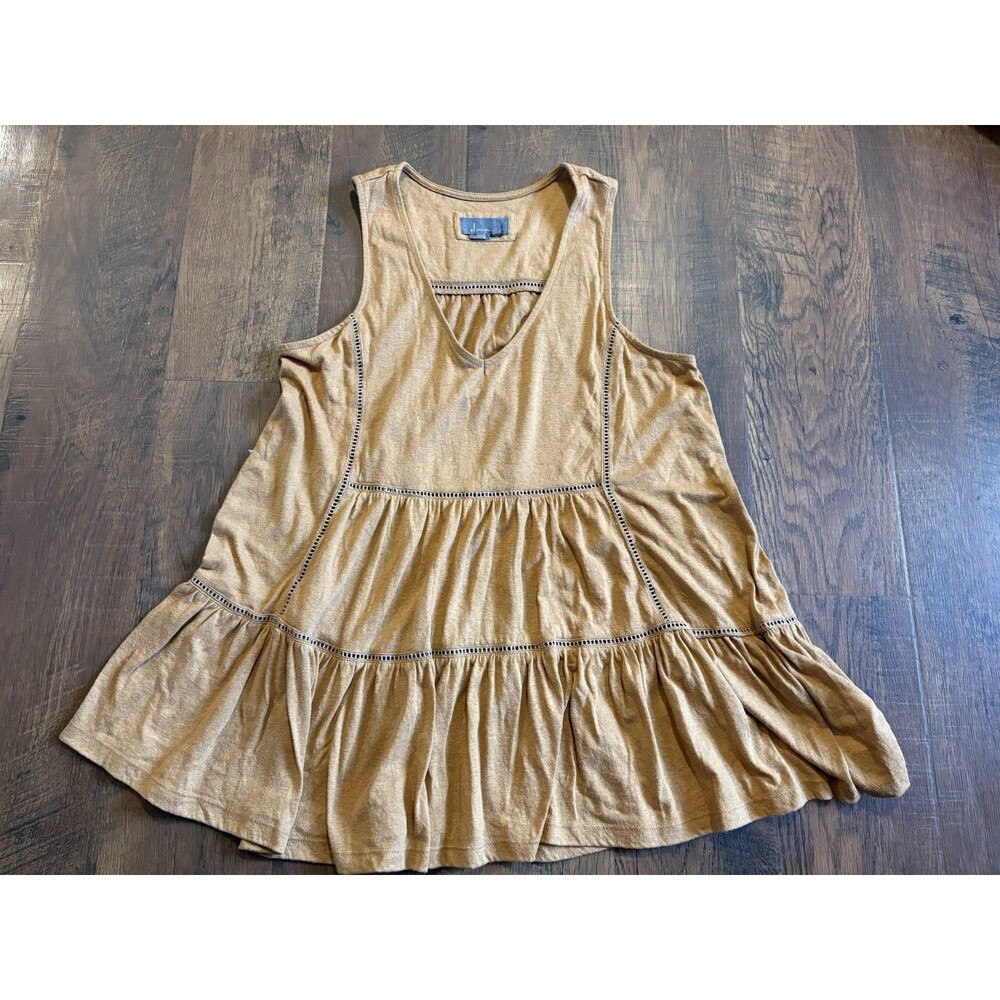 Anthropologie Gold Brown Malaga V-Neck Tiered Tank Top Size L Style ob984377
